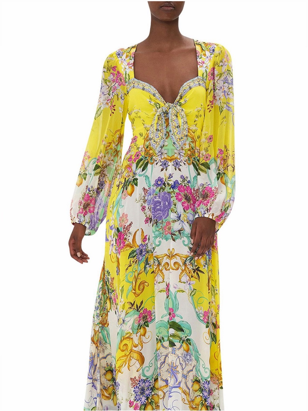 Camilla Czarine silk tie front maxi dress - Picture 5 of 8